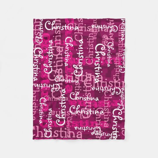 Rosa Girl's Allover Name Collage Personalisiert Fleecedecke (Vorderseite)