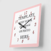 Rosa Girls Foto Decke Wand Uhr Personalisiert (Winkel)