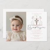 Rosa Girls Foto erste Taufveranstaltung Einladung (Vorne/Hinten)