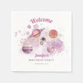 Rosa Girls Rocket Planets Galaxy Serviette (Vorderseite)