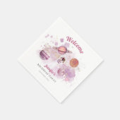 Rosa Girls Rocket Planets Galaxy Serviette (Ecke)