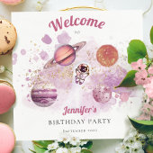 Rosa Girls Rocket Planets Galaxy Serviette