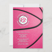 Rosa Girls Sport Partys Basketball Einladung (Vorderseite)