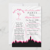 Rosa Girls übernachten in der Stadt Junggeselinnen Einladung (Vorderseite)