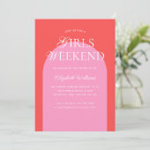 Rosa Girls Weekend Junggeselinnen-Abschied Einladung (Stehend Vorderseite)
