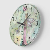 Rosa Girly Blumen-Fee-Uhr Große Wanduhr (Winkel)