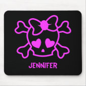Rosa girly emo Schädel mit Bogen Mousepad (Vorne)