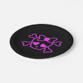 Rosa girly emo Schädel mit Pappteller (Schrägansicht)