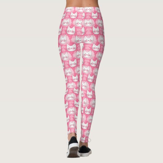 Rosa Girly Miezekatze-Katzen-lächelnde Kätzchen Leggings (Rückseite)