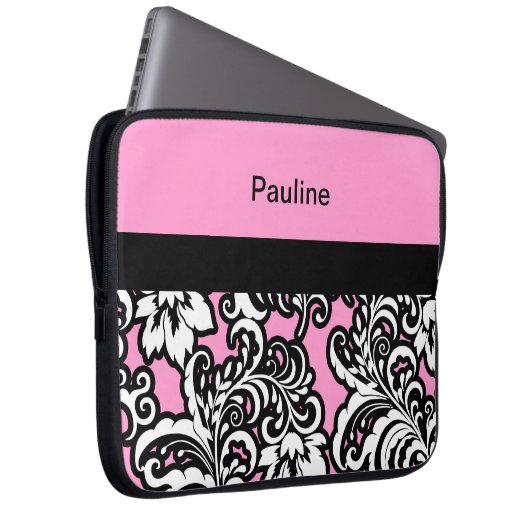 Rosa Girly Monogramm-Laptop-Kasten Laptopschutzhülle (Vorne Rechts)