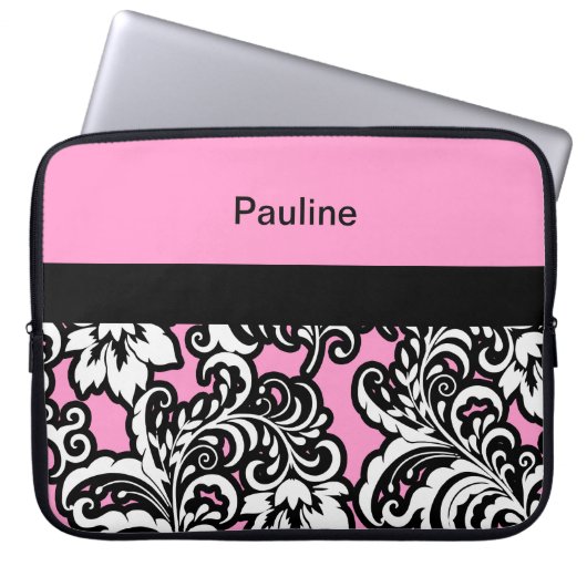 Rosa Girly Monogramm-Laptop-Kasten Laptopschutzhülle (Vorderseite)