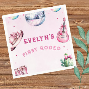 Rosa Gitarre Cowboy Party Kaktus Geburtstag Serviette