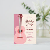 Rosa Gitarre Einladung (Stehend Vorderseite)