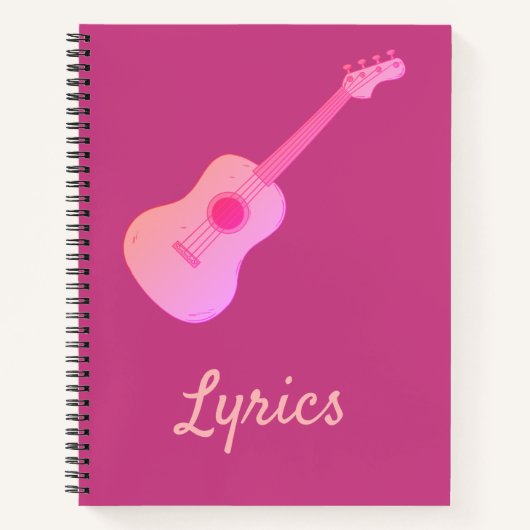 Rosa Gitarre für Texte Notebook Notizblock (Vorderseite)