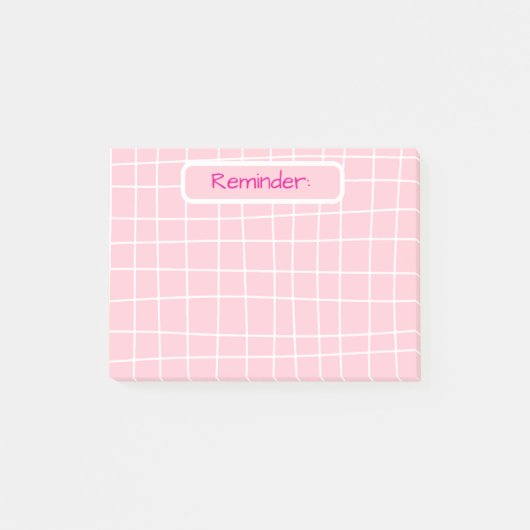 Rosa Gitter Erinnerung Sticky Notes Post-it Klebezettel (Vorderseite)