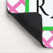 Rosa Gitter Mousepad mit Monogramm (Ecke)