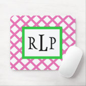 Rosa Gitter Mousepad mit Monogramm (Mit Mouse)