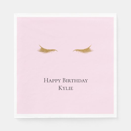 Rosa Glam Glitzer Eyelashes Serviette (Vorderseite)