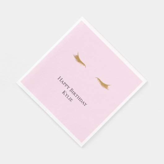 Rosa Glam Glitzer Eyelashes Serviette (Ecke)