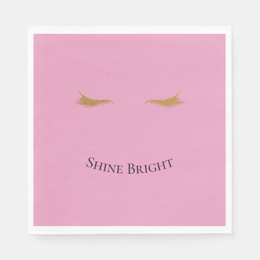Rosa Glam Glitzer Eyelashes Serviette (Vorderseite)