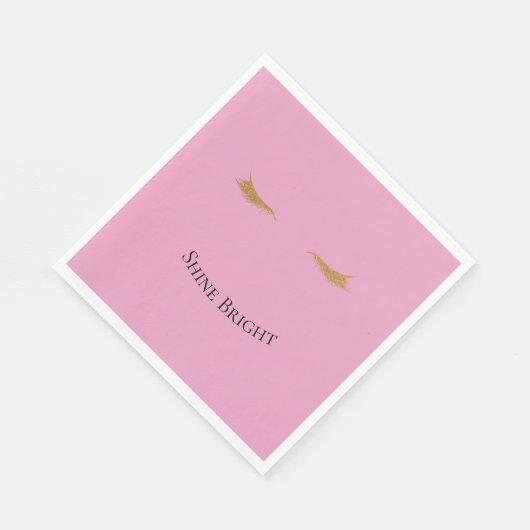 Rosa Glam Glitzer Eyelashes Serviette (Ecke)