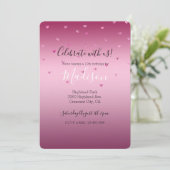 Rosa Glam Glitzer Herz Einladung (Stehend Vorderseite)