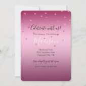 Rosa Glam Glitzer Herz Einladung (Vorderseite)