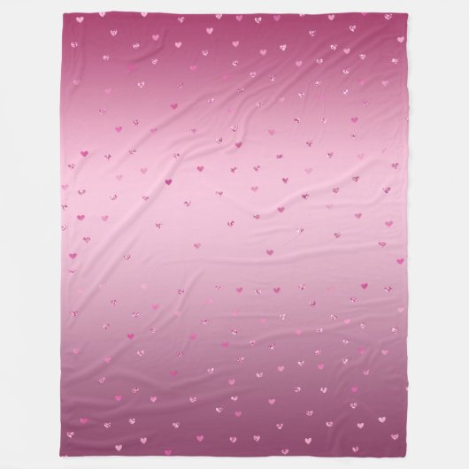 Rosa Glam Glitzer Herz Fleecedecke (Vorderseite)