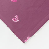 Rosa Glam Glitzer Herz Fleecedecke (Ecke)