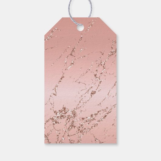 Rosa Glam Glitzer Hochzeit Geschenkanhänger (Rückseite)