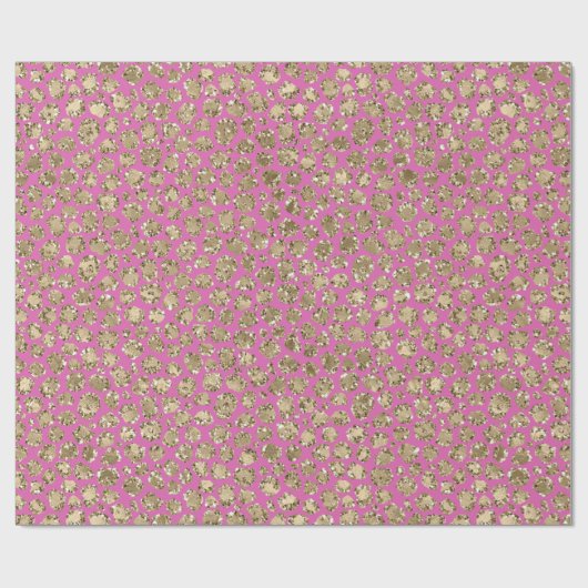 Rosa Glam Glitzer Leopard Geschenkpapier (Flach)