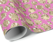 Rosa Glam Glitzer Leopard Geschenkpapier (Rolleneckpunkt)