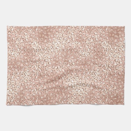 Rosa Glam Glitzer Leopard Printwerbung Geschirrtuch (Horizontal)