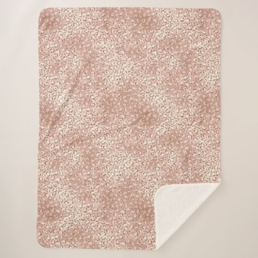 Rosa Glam Glitzer Leopard Printwerbung Sherpadecke (Vorderseite)