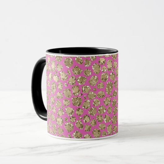 Rosa Glam Glitzer Leopard Tasse (Vorderseite Links)