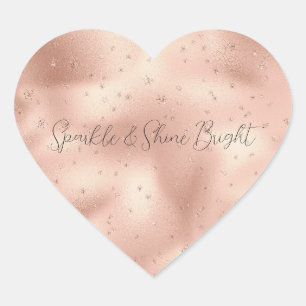 Rosa Glam Glitzer Schneeflocke Herz-Aufkleber