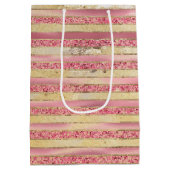 Rosa Glam Glitzer Streifen Mittlere Geschenktüte (Rückseite)