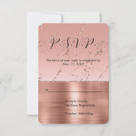 Rosa Glam Glitzer Wedding RSVP Karte
