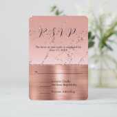 Rosa Glam Glitzer Wedding RSVP Karte (Stehend Vorderseite)