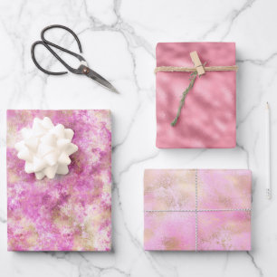Rosa Glam Gold Geschenkpapier Set