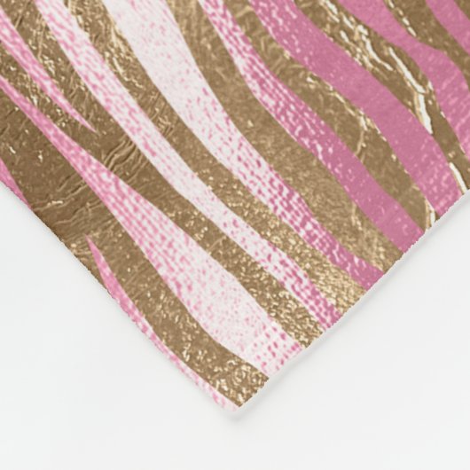 Rosa Glam Gold Zebra Fleecedecke (Ecke)