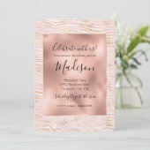 Rosa Glam Gold Zebra Print Einladung (Stehend Vorderseite)