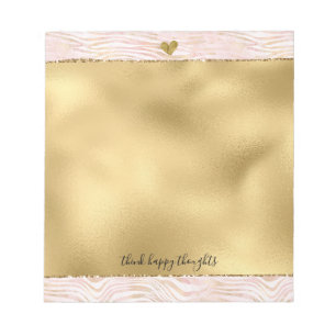 Rosa Glam Gold Zebra Print Notizblock