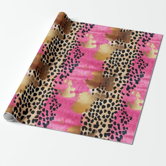 Rosa Glam Leopard Print Abstrakt Geschenkpapier (Ungerollt)