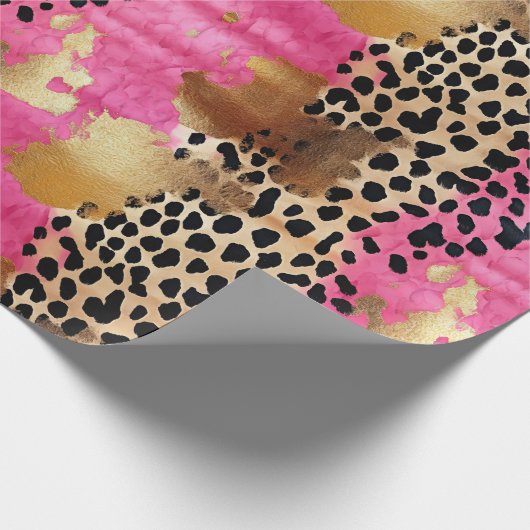 Rosa Glam Leopard Print Abstrakt Geschenkpapier (Ecke)