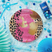 Rosa Glam Leopard Print Abstrakt Pappteller (Party)