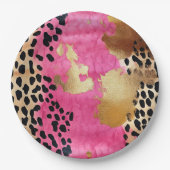 Rosa Glam Leopard Print Abstrakt Pappteller (Vorderseite)