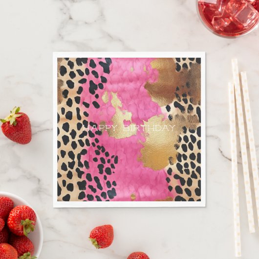 Rosa Glam Leopard Print Abstrakt Serviette (Beispiel)