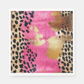 Rosa Glam Leopard Print Abstrakt Serviette (Vorderseite)