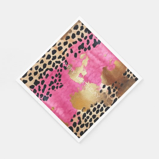 Rosa Glam Leopard Print Abstrakt Serviette (Ecke)